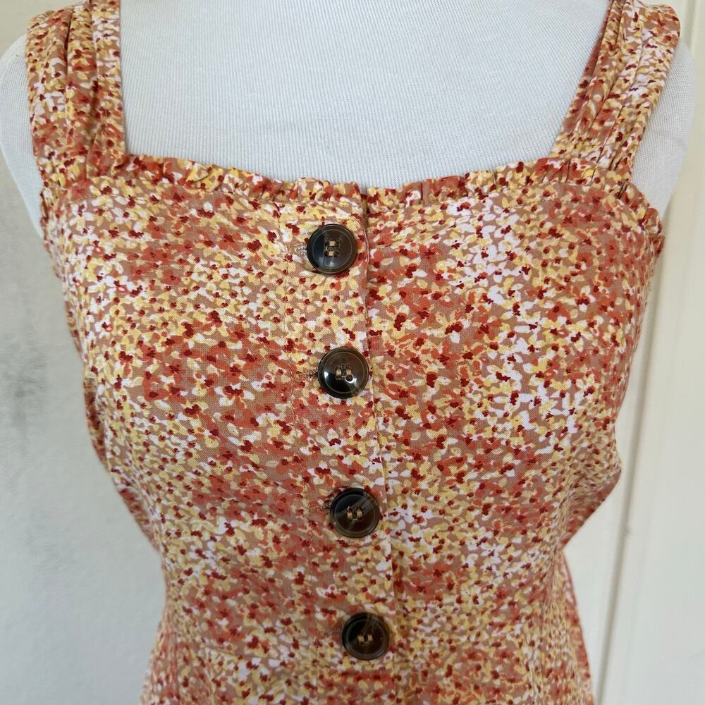 Milkmaid Floral Midi Dress Cottagecore Prairie Smocked Back Size Medium Coquette - Picture 4 of 8